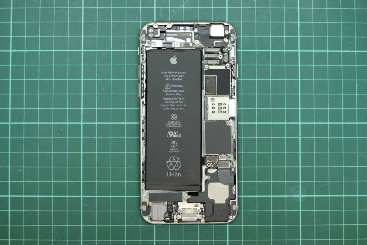 iPhone opened for repair.
