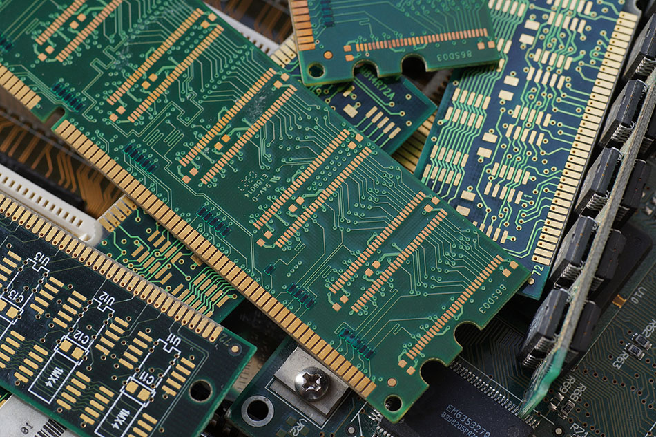 Scrap RAM modules for recycling.