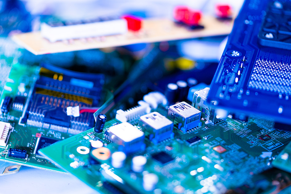 Pile of e-scrap for recycling.