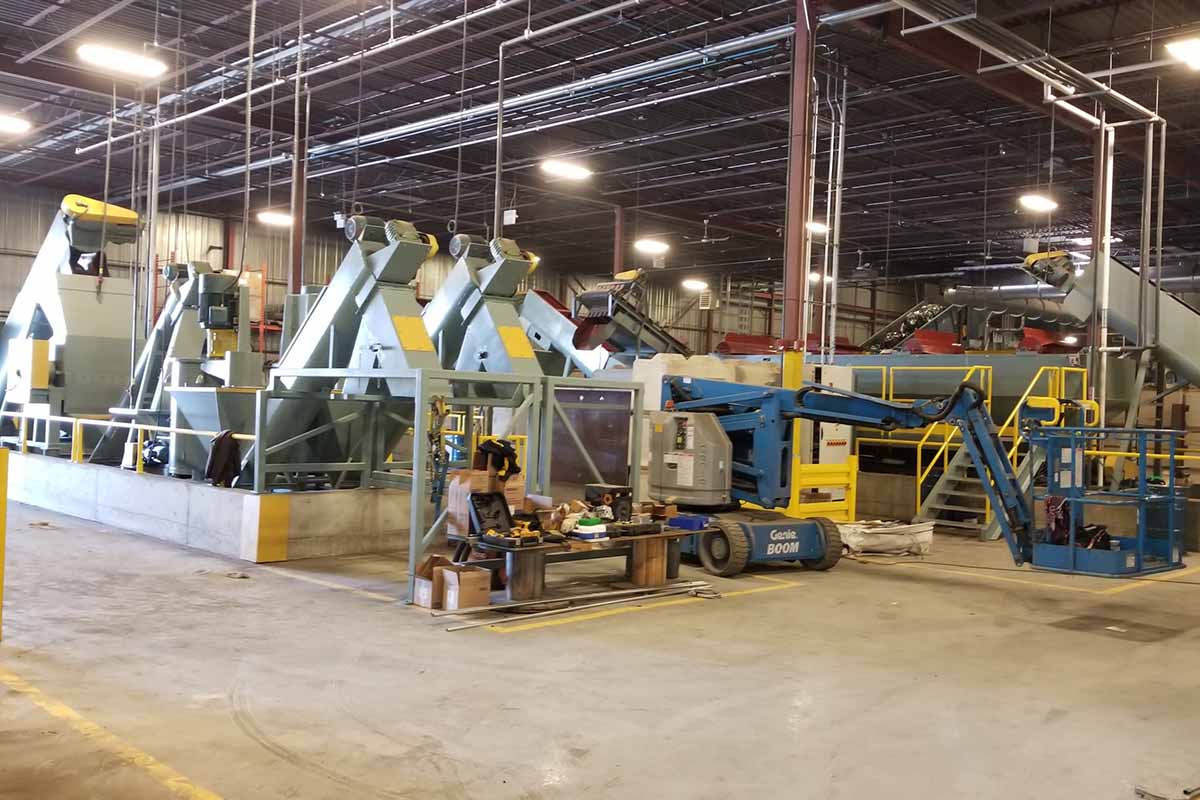 Recycling equipment in the eCycle Solutions facility.