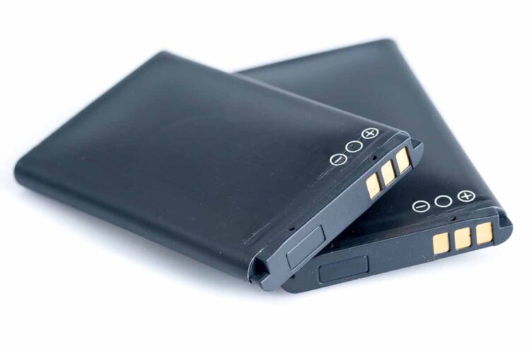 Lithium batteries on white background.