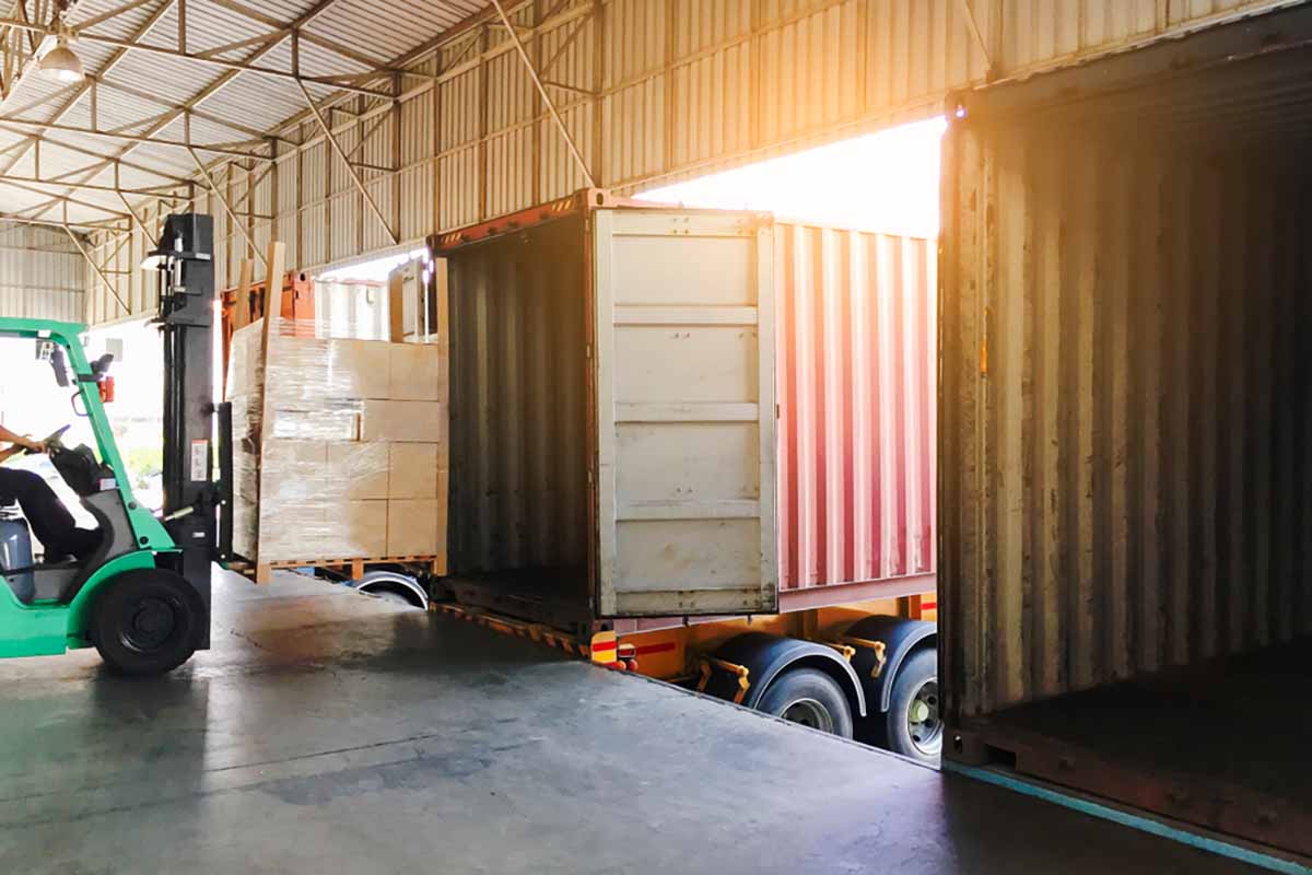 Truck being loaded at the dock.