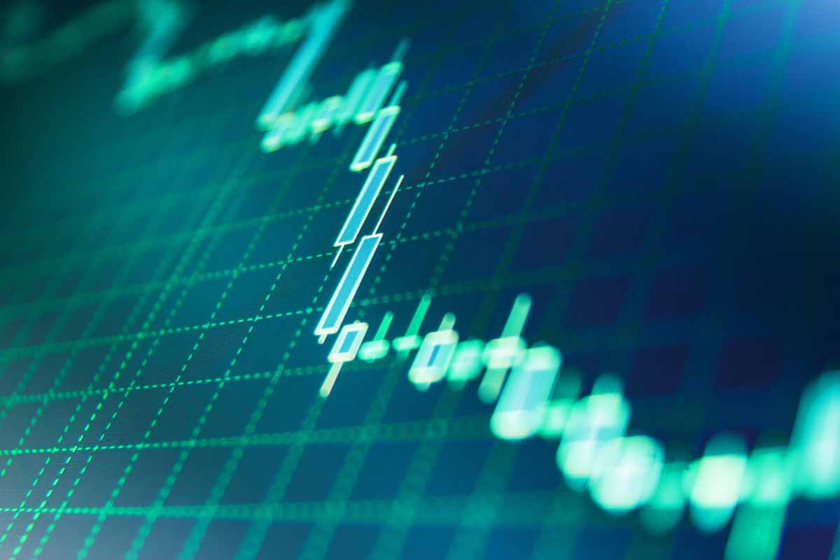 Market graph trending downward.