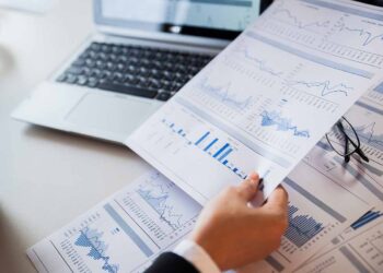 Reviewing business documents.