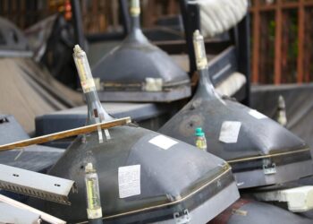 CRT pile for recycling.