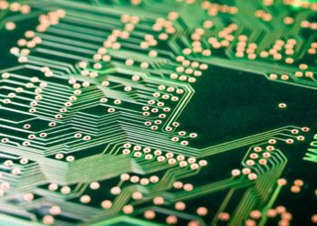 Closeup of a printed circuitboard