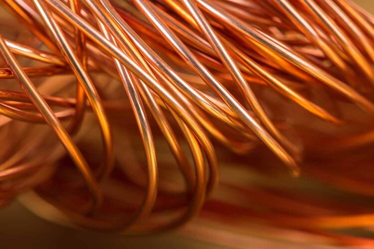 Close up of copper wire scrap.