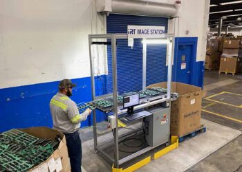 IRT's quality control manager, Josh Stangler uses the company's visioning system to assess board values.