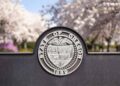 The State of Oregon seal at a park in Salem, Ore.