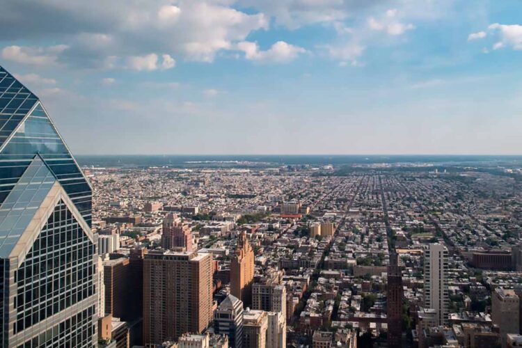 Aerial view of Philadelphia.