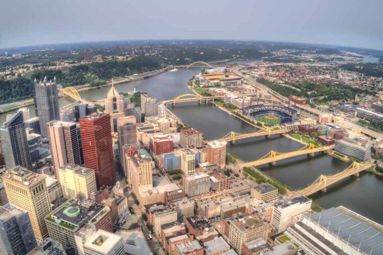 Aerial view of Pittsburgh.