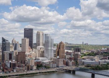 Skyline view of Pittsburgh.