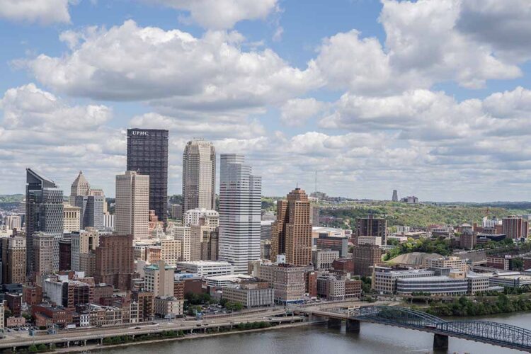 Skyline view of Pittsburgh.