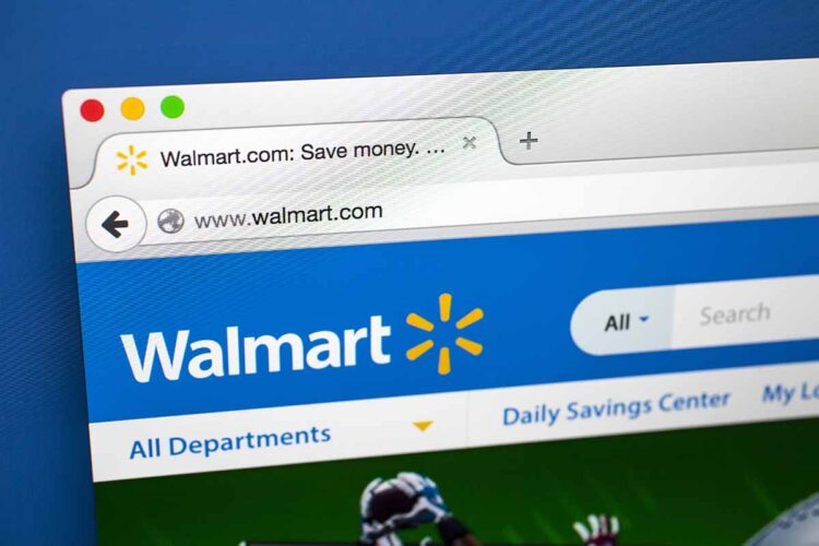 Walmart website shown in on screen.