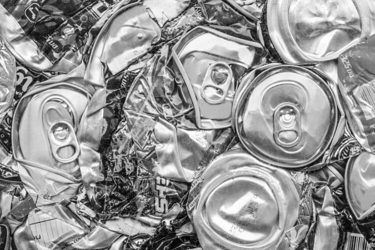 Aluminum can bale close up.