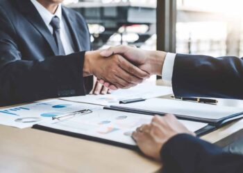 Handshake at a business meeting.