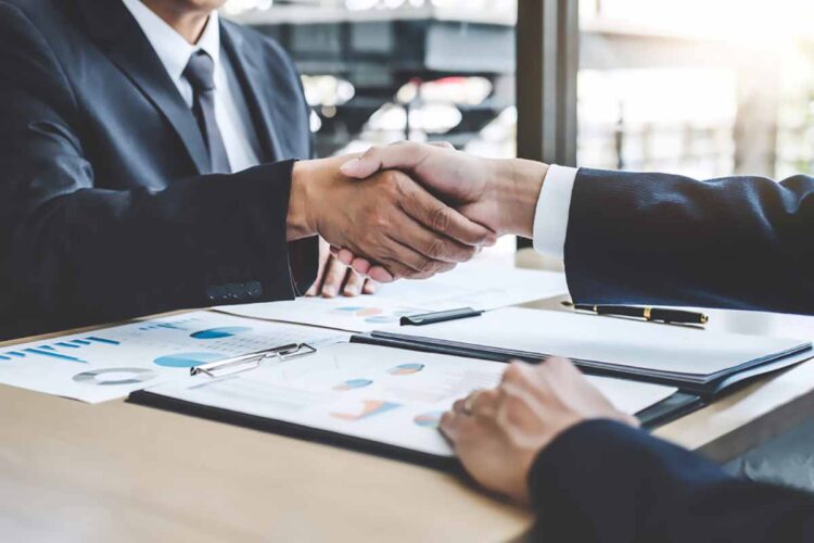 Handshake at a business meeting.