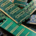 Closeup of scrap RAM modules.