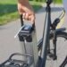 Removing an eBike battery pack.