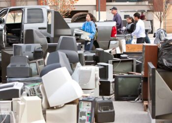Electronics recycling collection event.