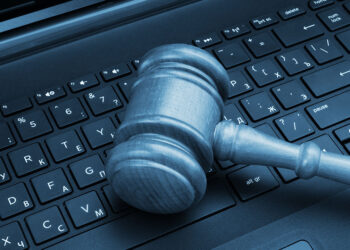 gavel on computer