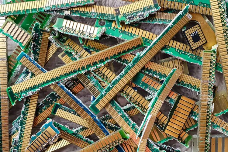 Scrap PCB materials for recycling.