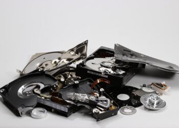Scrap hard drives for recycling.