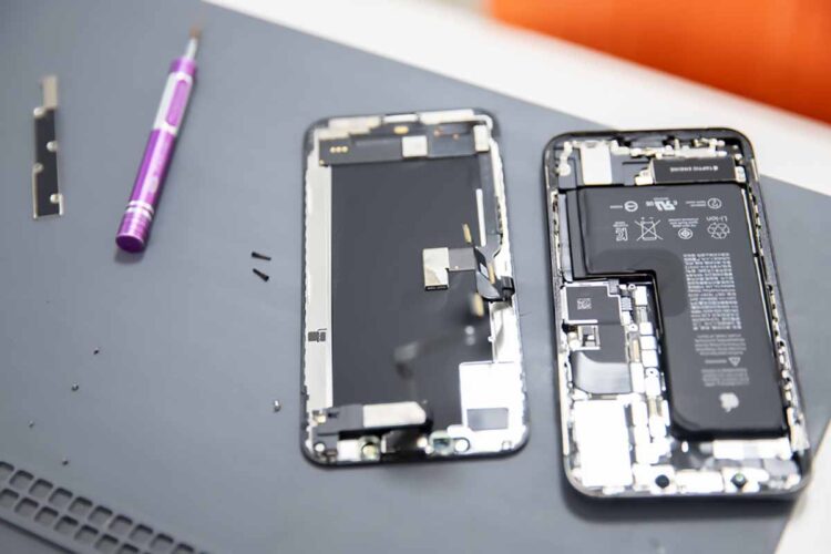 Repairing an Apple device.