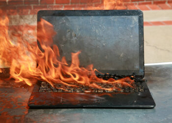Burning laptop