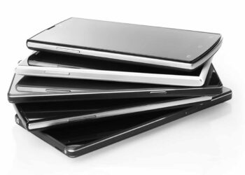 Stacked mobile phones.