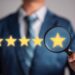 A five star ranking with one under a microscope
