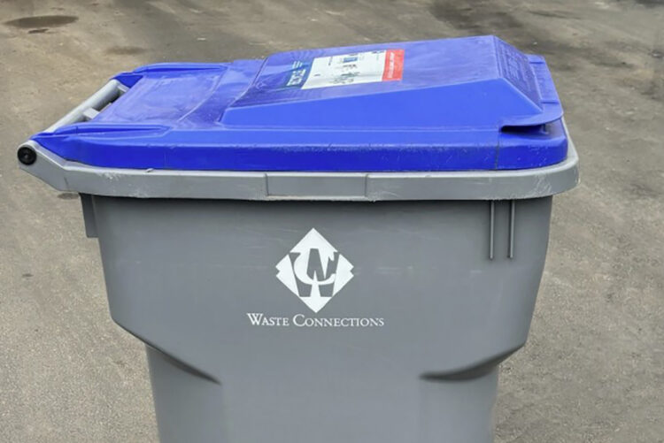 Waste Connection recycling cart in The Dalles, Oregon